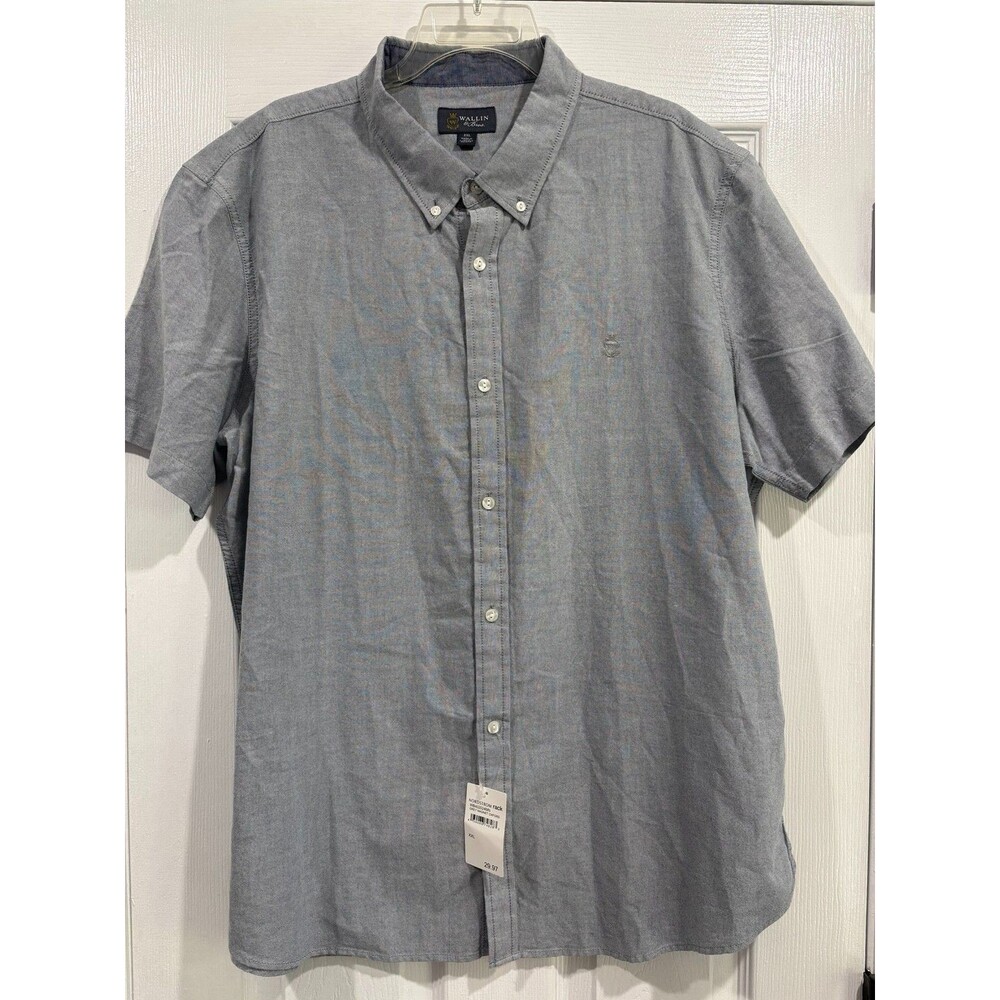 Wallin & Bros Mens XXL Gray Oxford Shirt Short Sleeve Cotton NWT Nordstrom